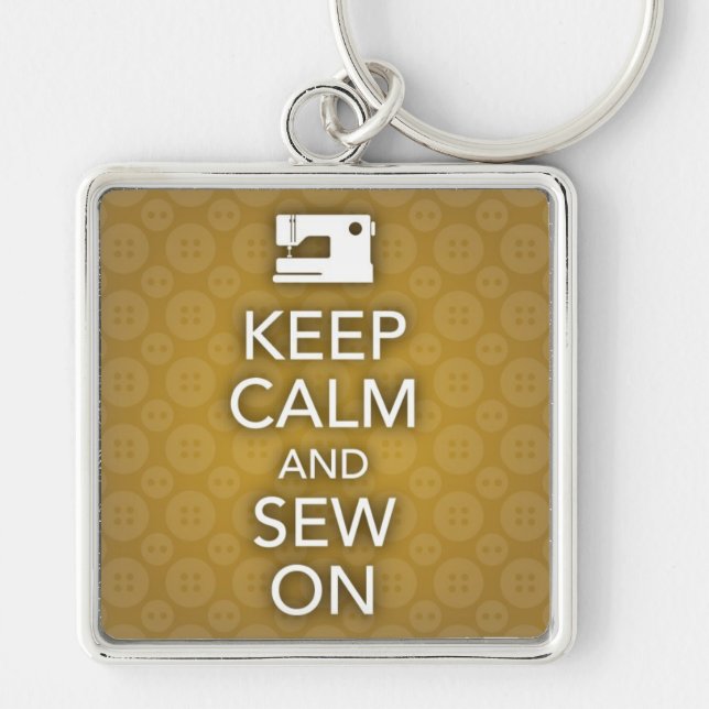 Keep Calm and Sew On Yellow Keychain (Front)