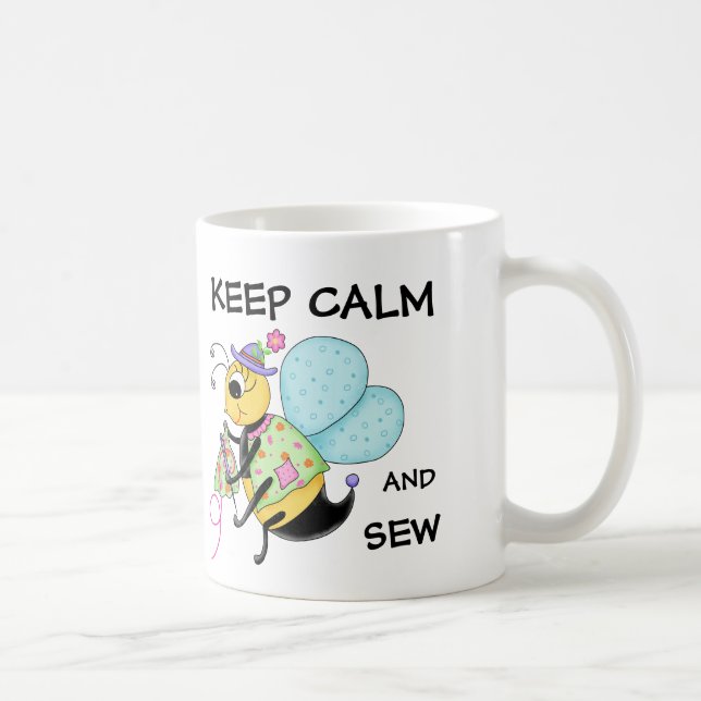Keep Calm and Sew Whimsy Honey Bee Art Coffee Mug (Right)