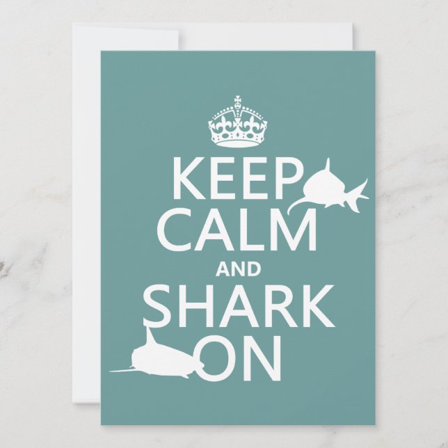 Keep Calm and Shark On (customizable colors) Invitation (Front)