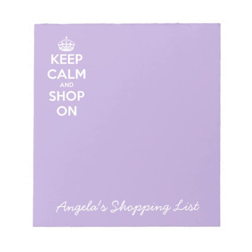 Keep Calm and Shop On Lavender Notepad