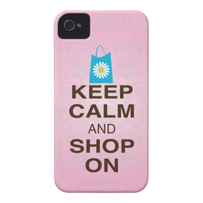 KEEP CALM and SHOP ON Pink Blue iPhone4/4s Case Case Mate iPhone 4