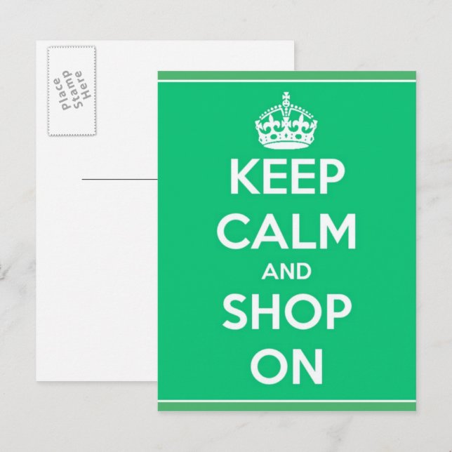 Keep Calm and Shop On Postcard (Front/Back)