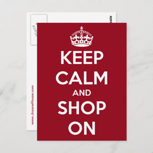 Keep Calm and Shop On Postcard (Front/Back)