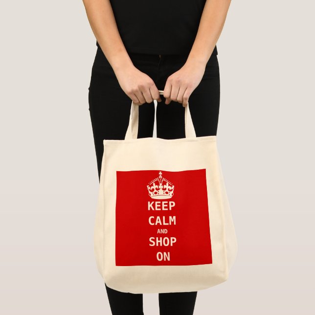 KEEP CALM AND SHOP ON TOTE BAG (Front (Product))