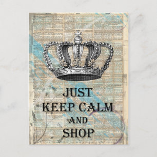Keep Calm and Shop Vintage Abstract Art Design Postcard