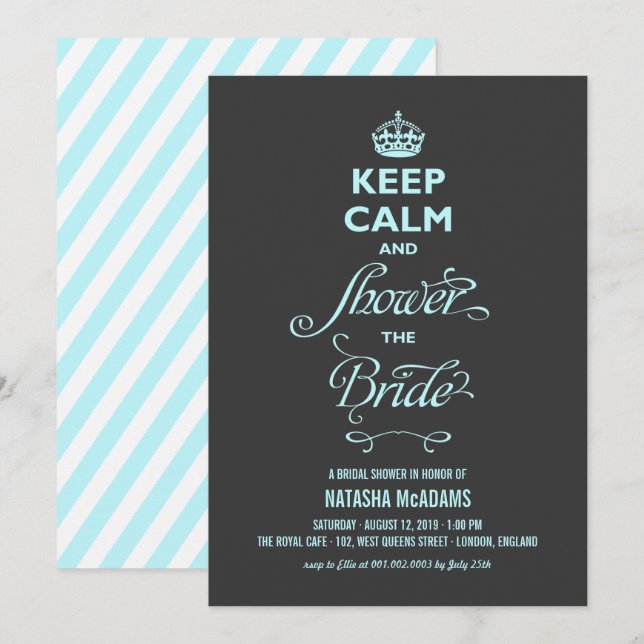 Keep Calm And Shower The Bride Funny Bridal Shower Invitation (Front/Back)