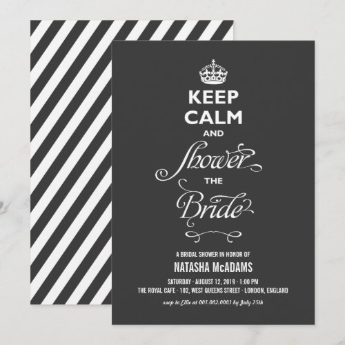 Keep Calm And Shower The Bride Funny Bridal Shower Invitations