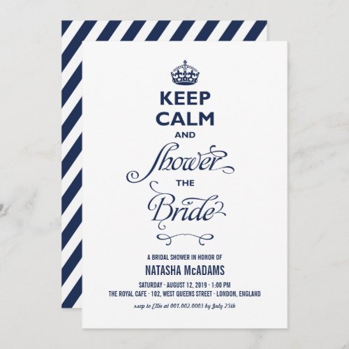 Keep Calm And Shower The Bride Funny Bridal Shower Invitation
