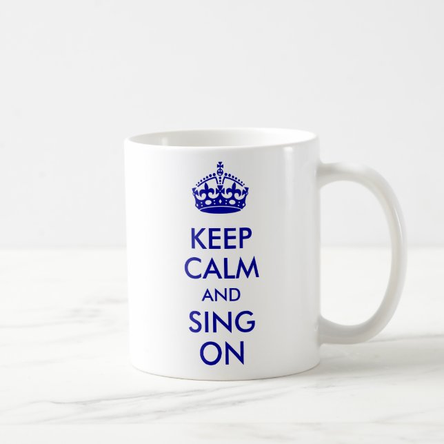 Keep Calm and Sing on Blue Kraft Paper Coffee Mug (Right)