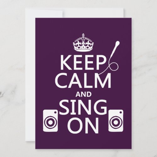 Keep Calm and Sing On Karaoke Invitation