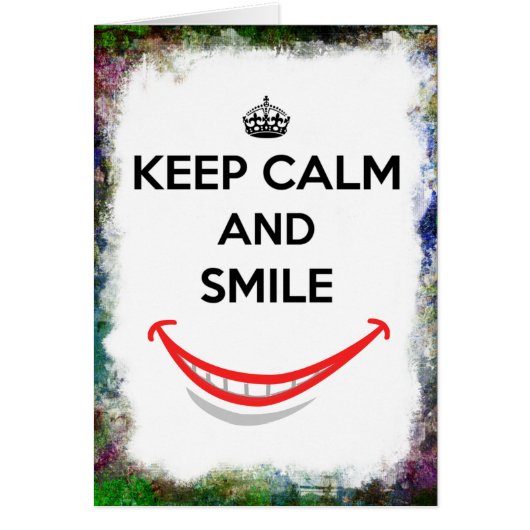Keep Calm and Smile Grunge Border Cards (Front)