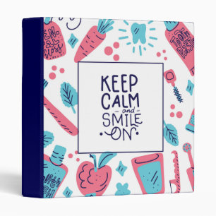 Keep Calm And Smile On Cute Phrase 3 Ring Binder