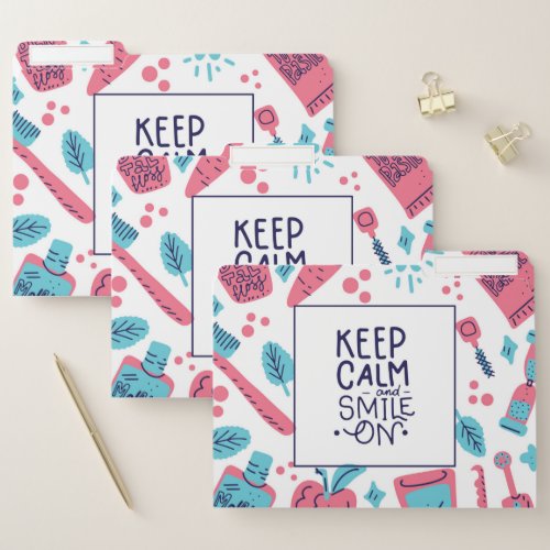 Keep Calm And Smile On  Cute Phrase File Folder