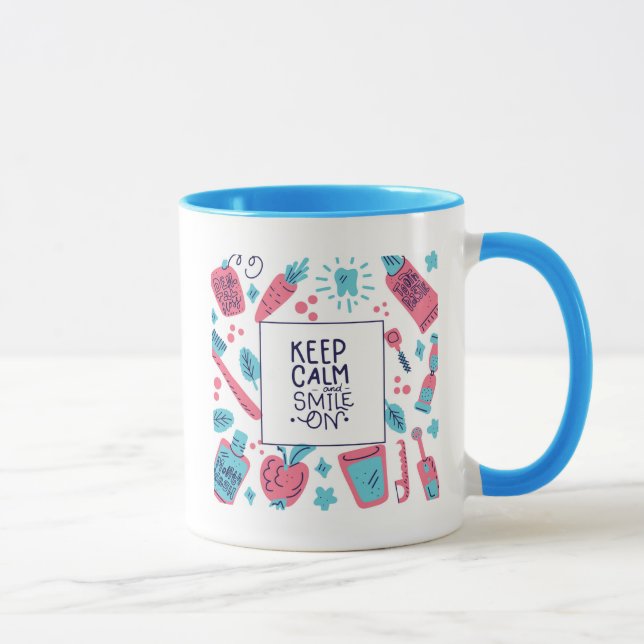 Keep Calm And Smile On | Cute Phrase Mug (Right)