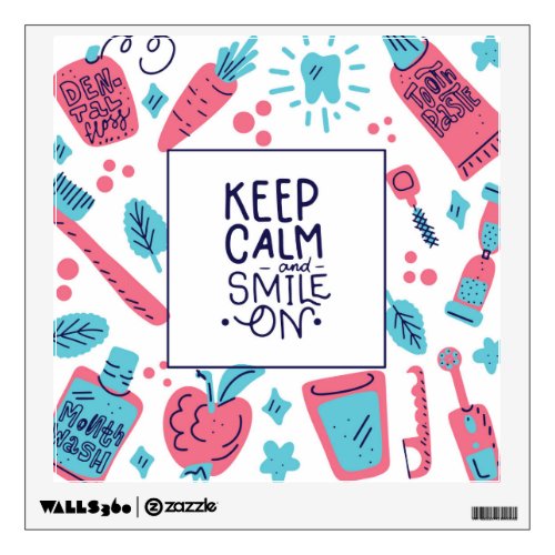 Keep Calm And Smile On  Cute Phrase Wall Decal