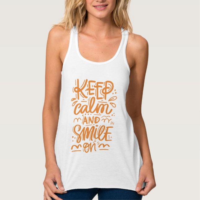 Keep Calm And Smile On Tank Top (Front)