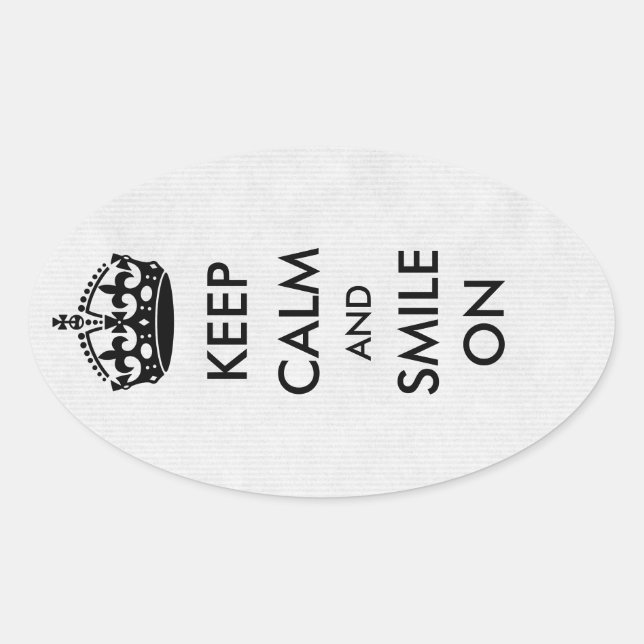 Keep Calm and Smile On White Kraft Paper Oval Sticker (Front)