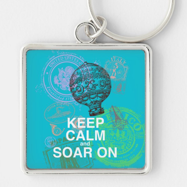 Keep Calm and Soar On fun art print Keychain (Front)