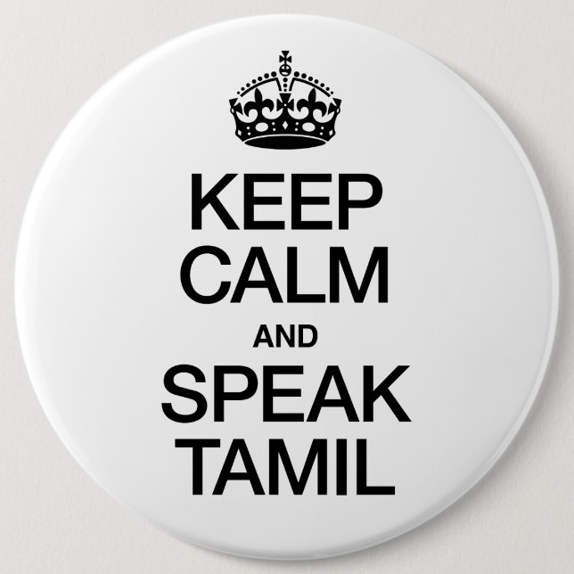 Keep Calm and Speak Tamil Button (Front)