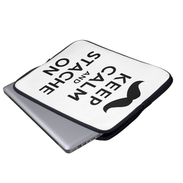Keep Calm and Stache On Laptop Sleeve (Front Bottom)