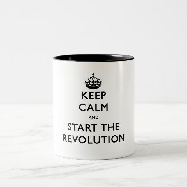 Keep Calm And Start The Revolution Two-Tone Coffee Mug (Center)