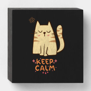Keep Calm and Stay Cat Cool – Relaxed Cat Design Wooden Box Sign