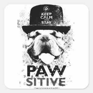 Keep Calm and Stay Pawsitive Square Sticker