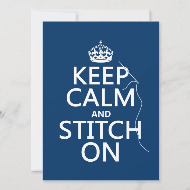 Keep Calm and Stitch On (all colors) Invitation (Front)
