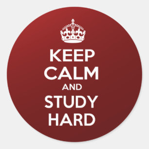 Keep Calm and Study Hard Classic Round Sticker