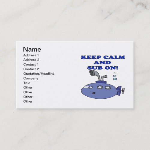 Keep Calm And Sub On 2 Business Cards