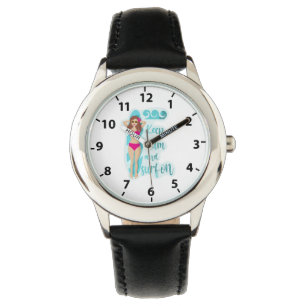 Keep calm and surf on brunette girl Card Watch