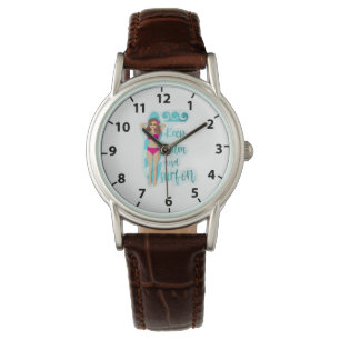 Keep calm and surf on brunette girl Card Watch
