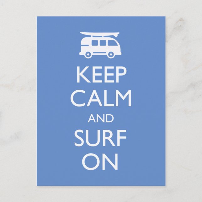 Keep Calm and Surf On Postcard (Front)