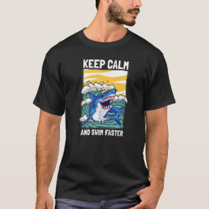 Keep Calm And Swim Faster Shark Sharkasm T-Shirt