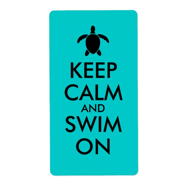 Keep Calm and Swim On Honu Sea Turtle Custom Label (Front)