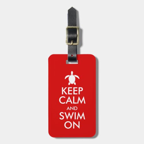 Keep Calm and Swim On Honu Sea Turtle Custom Luggage Tag