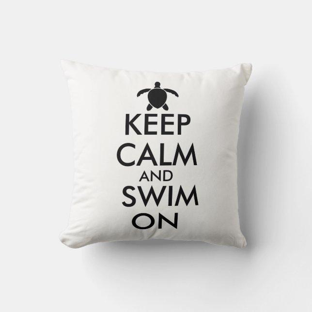 Keep Calm and Swim On Honu Sea Turtle Custom Throw Pillow (Front)
