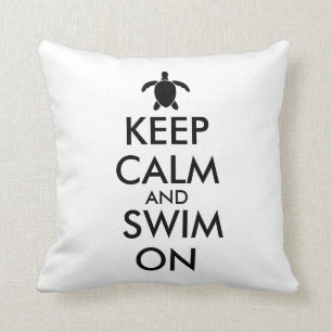 Keep Calm and Swim On Honu Sea Turtle Custom Throw Pillow