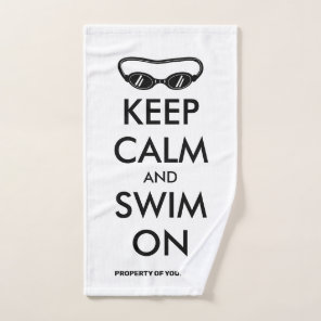 Keep calm and swim on sports hand towel gift