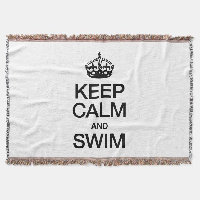 KEEP CALM AND SWIM THROW BLANKET (Front)