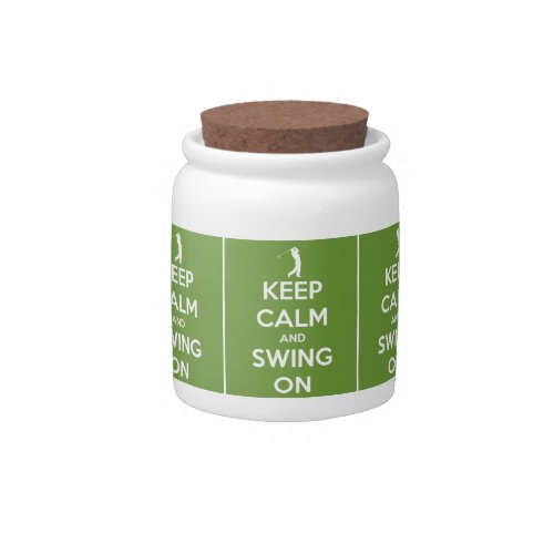 Keep Calm and Swing On Green Candy Jar