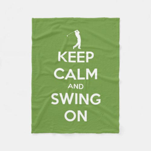 Keep Calm and Swing On Green Golf Fleece Blanket