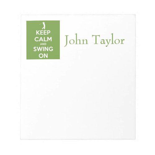 Keep Calm and Swing On Green Notepad