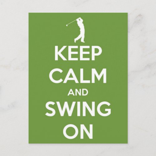 Keep Calm and Swing On Green Postcard