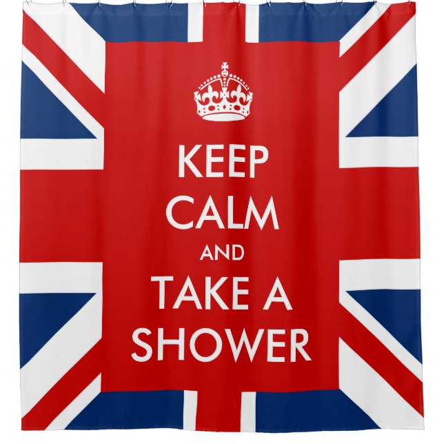 Keep Calm and Take A Shower and UK Flag Union Jack Curtain (Front)