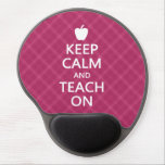 Keep Calm and Teach On, Pink Plaid Gel Mouse Pad