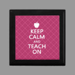 Keep Calm and Teach On, Pink Plaid Jewelry Box