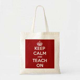 Keep Calm and Teach On Red Budget Tote Bag