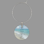 Keep Calm and Think of the Beach Wine Glass Charm