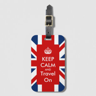 Keep Calm and Travel On British UK Flag Union Jack Luggage Tag